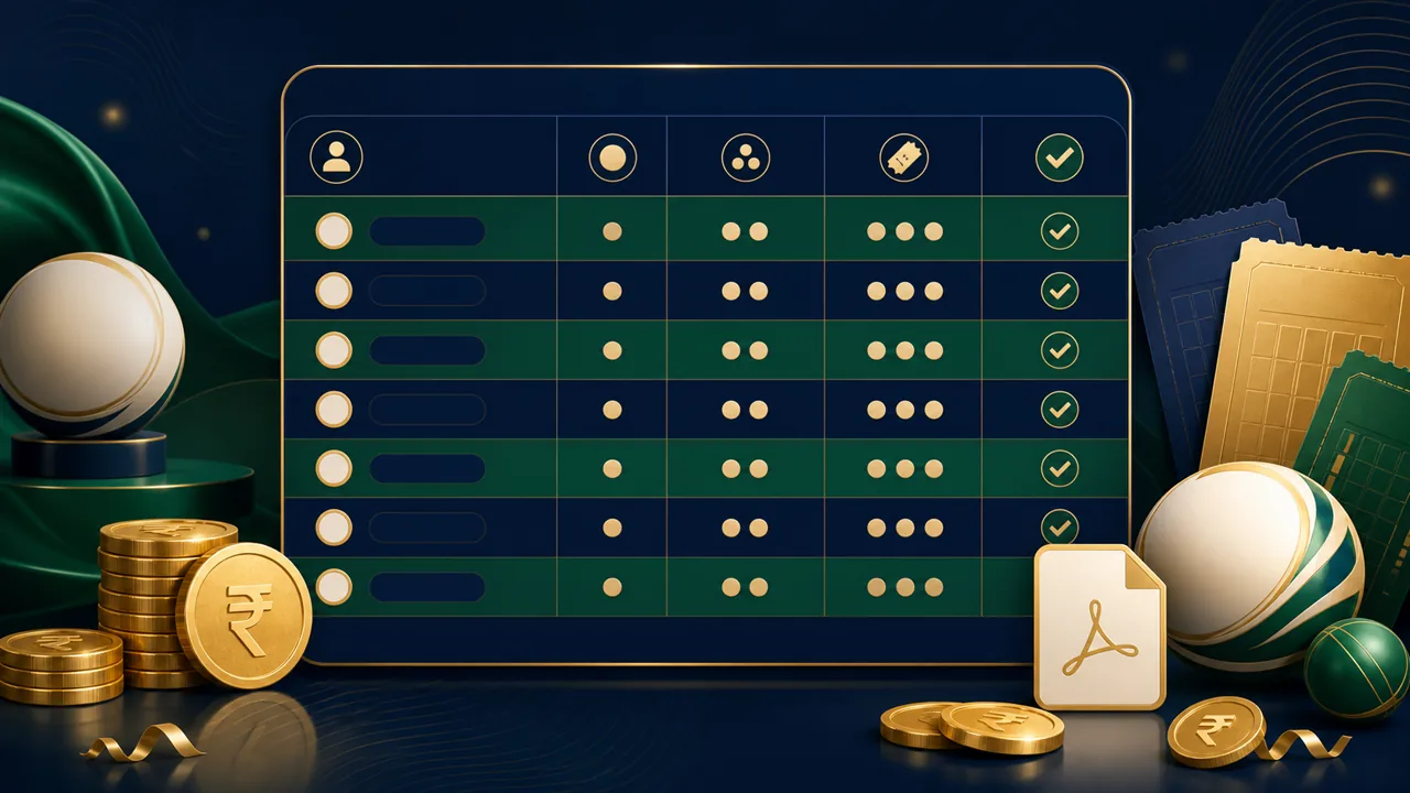Sikkim Lottery prize chart with rupee coins and result categories